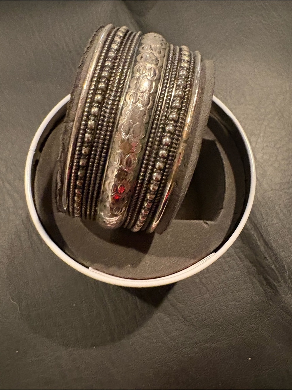Silver Multi-Row Textured Bracelet - Picture 2 of 3